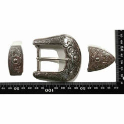 Boucle De Ceinture - 3 Pièces- Western - Argent Vieilli - 38 Mm
